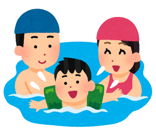 水泳をしている家族のイラスト | かわいいフリー素材集 いらすとや (6721)